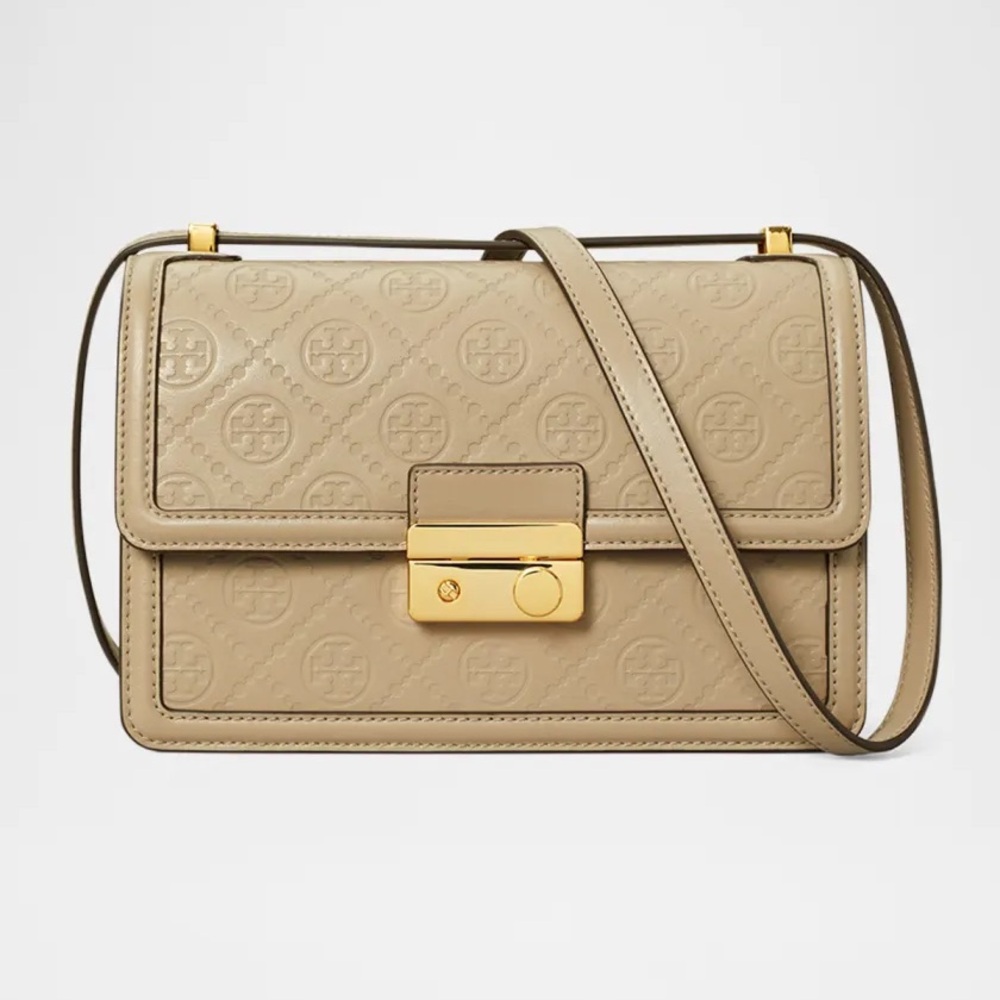 Tory Burch Tan Emerson Embossed Leather Shoulder Bag
